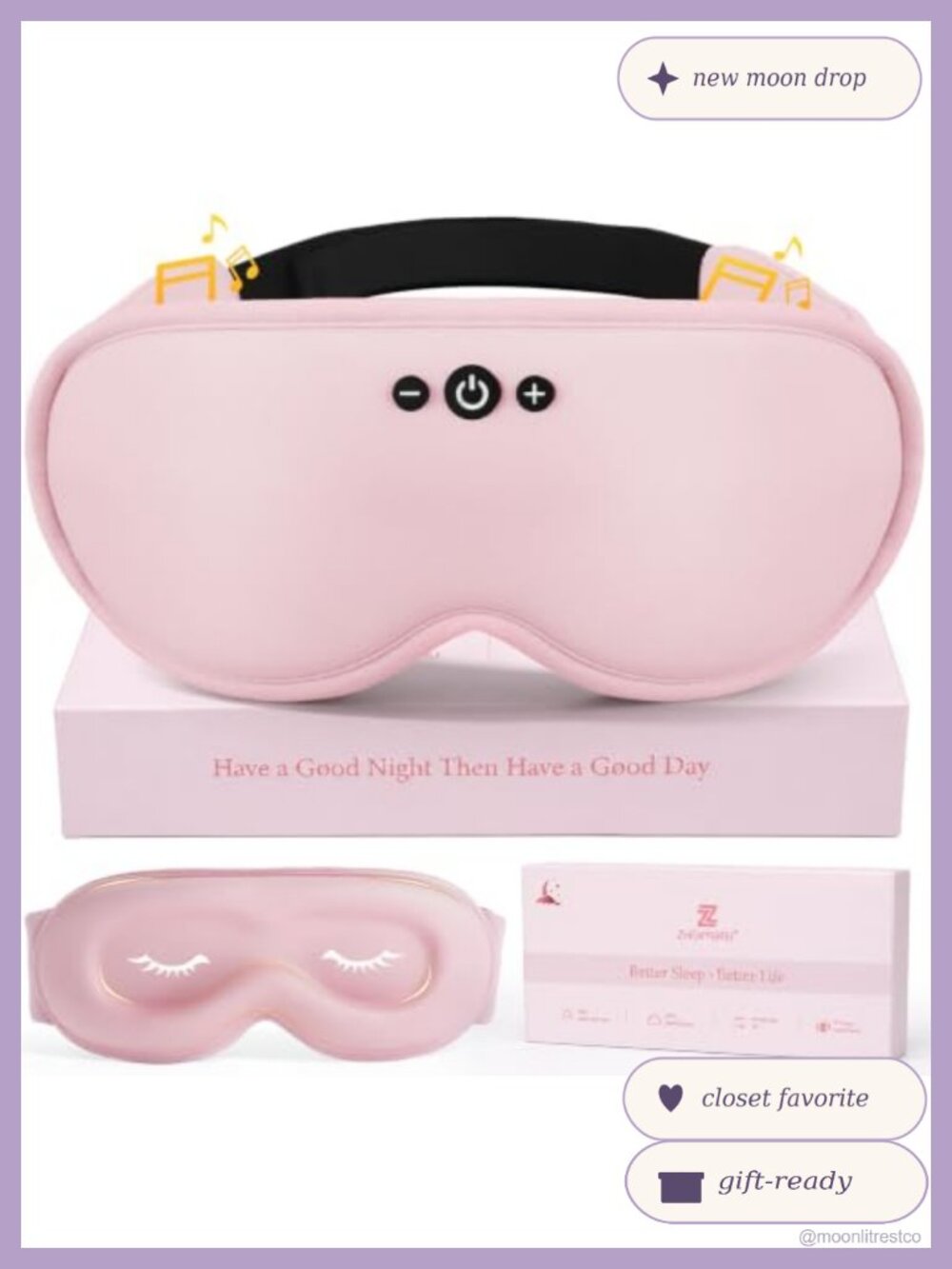Modal Premium Sleep Mask with Bluetooth Headphones 3D Contoured Adjustable